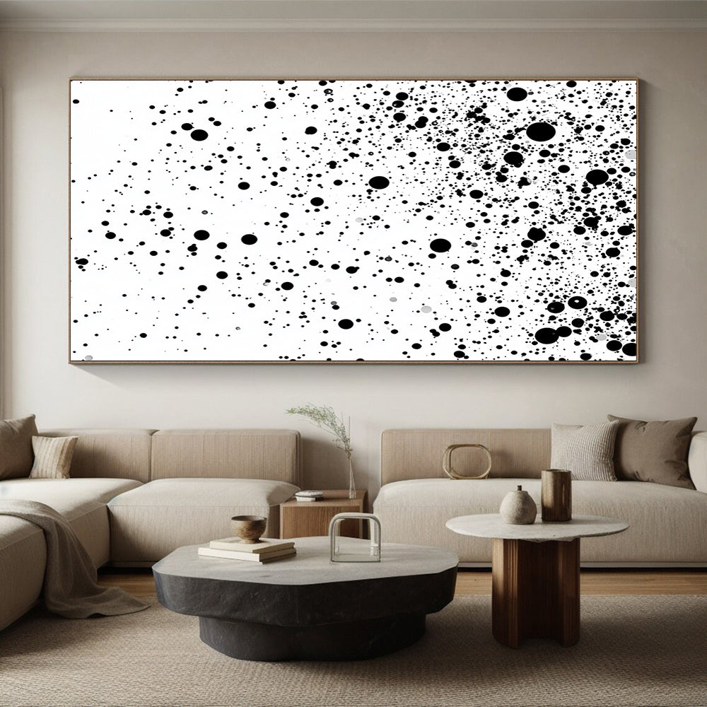 Black Dots on White - “Cosmic Particle Shower” Painting On Canvas HB184