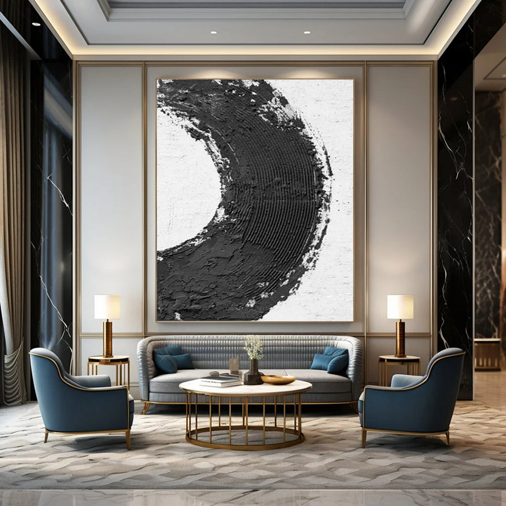 Vertical Hand - Painted Large Custom Abstract Gem for Office and Bar DKH1675