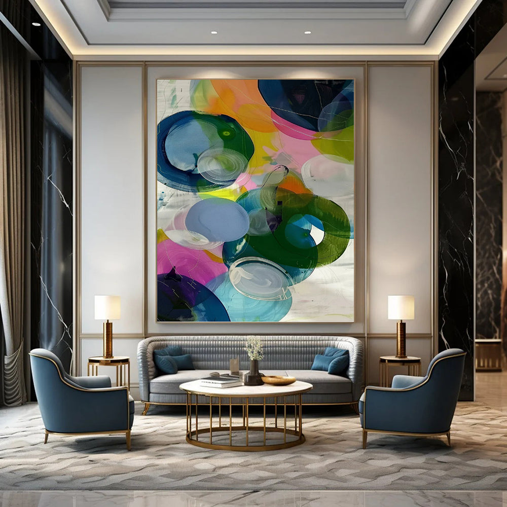 Large Hand - Painted Custom Textured Abstract Mural for Bar & Hotel Lobby DKH0999