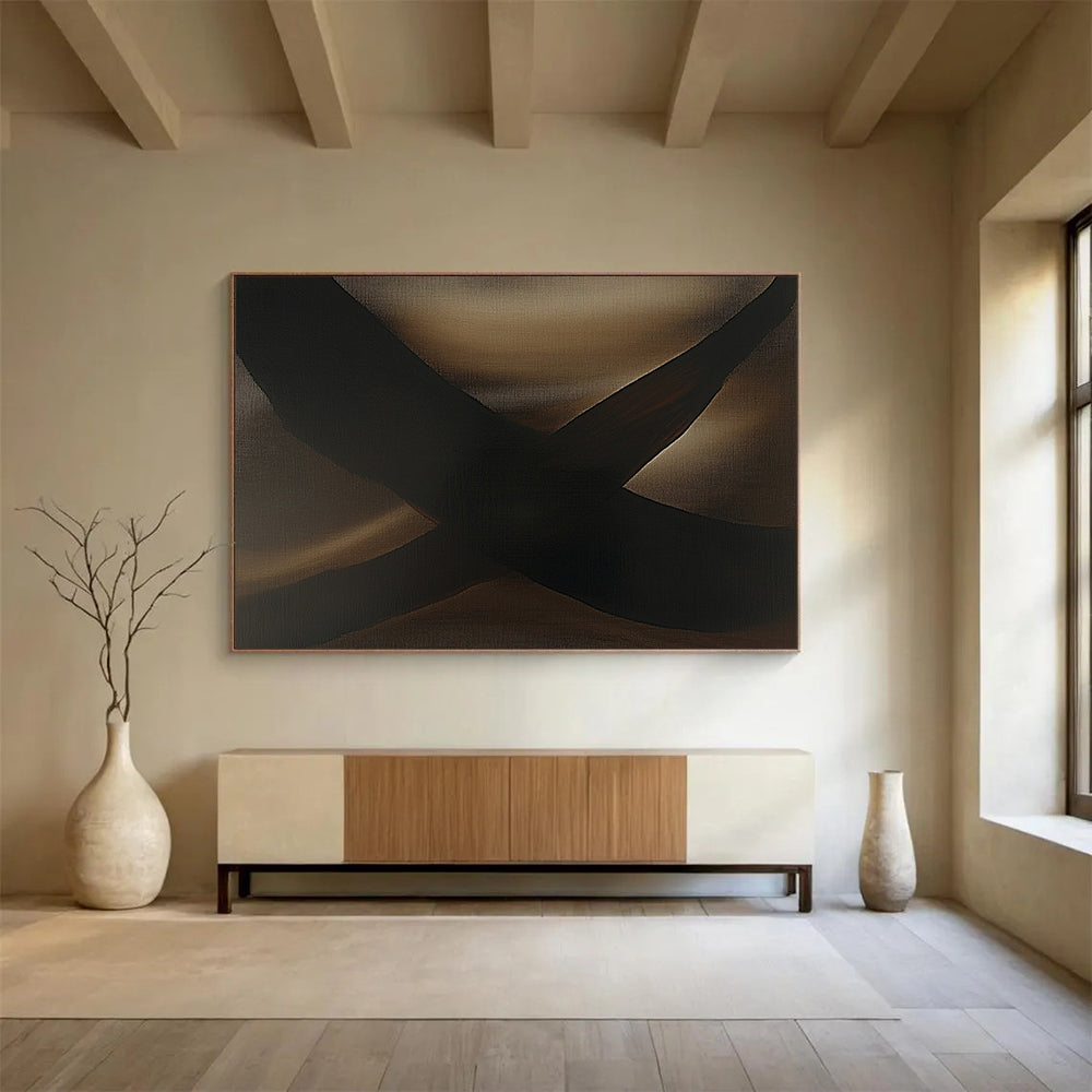 “Earthy Curves” - Brown, Black, Abstract Shapes - Acrylic Painting HB1476