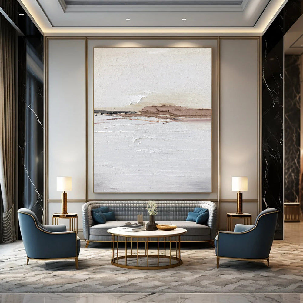 Custom Vertical Hand - Painted Textured Abstract Painting for Bedroom and Hallway DKH1678