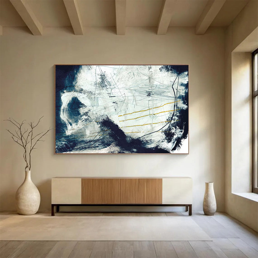 Black - White Line Abstract: A Focal Point for Modern Living Rooms DLZ141