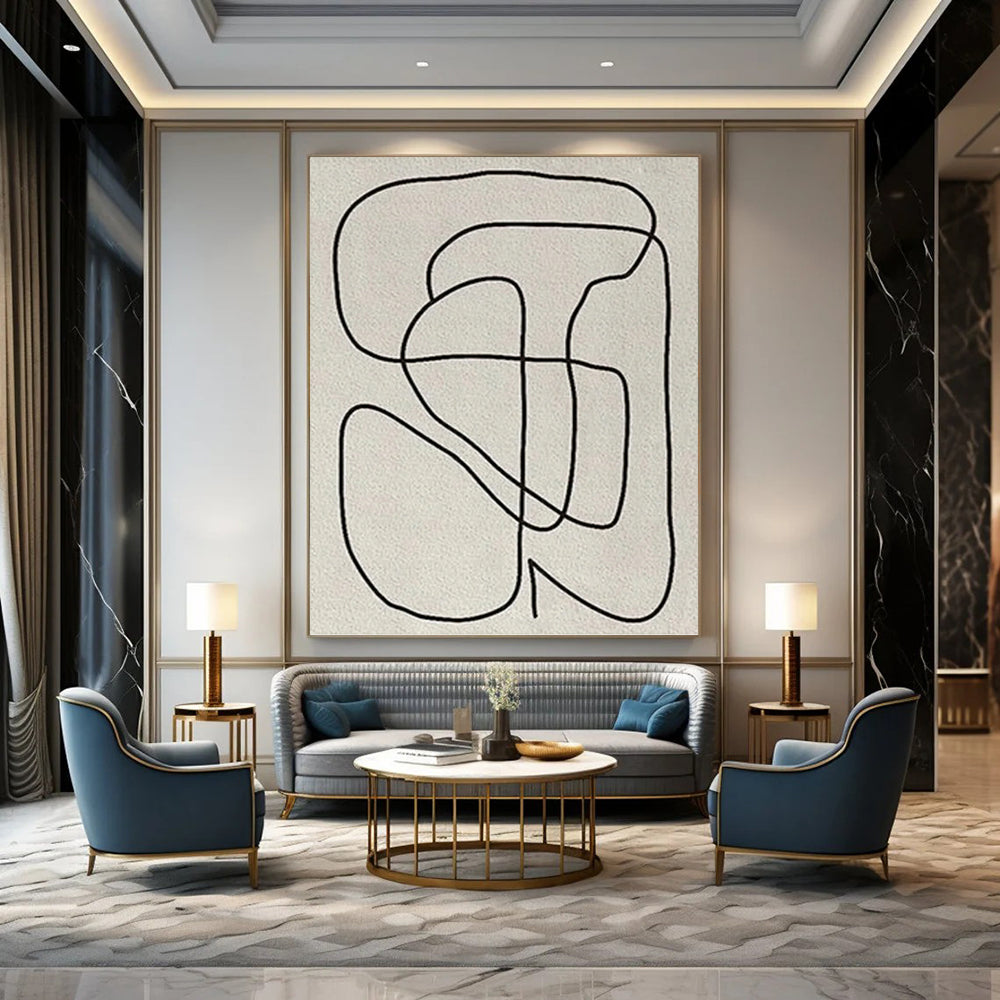 Designer - Crafted Elegance: Hand - Painted Textured Canvas Abstract for Bedroom & Dining Room DKH1136