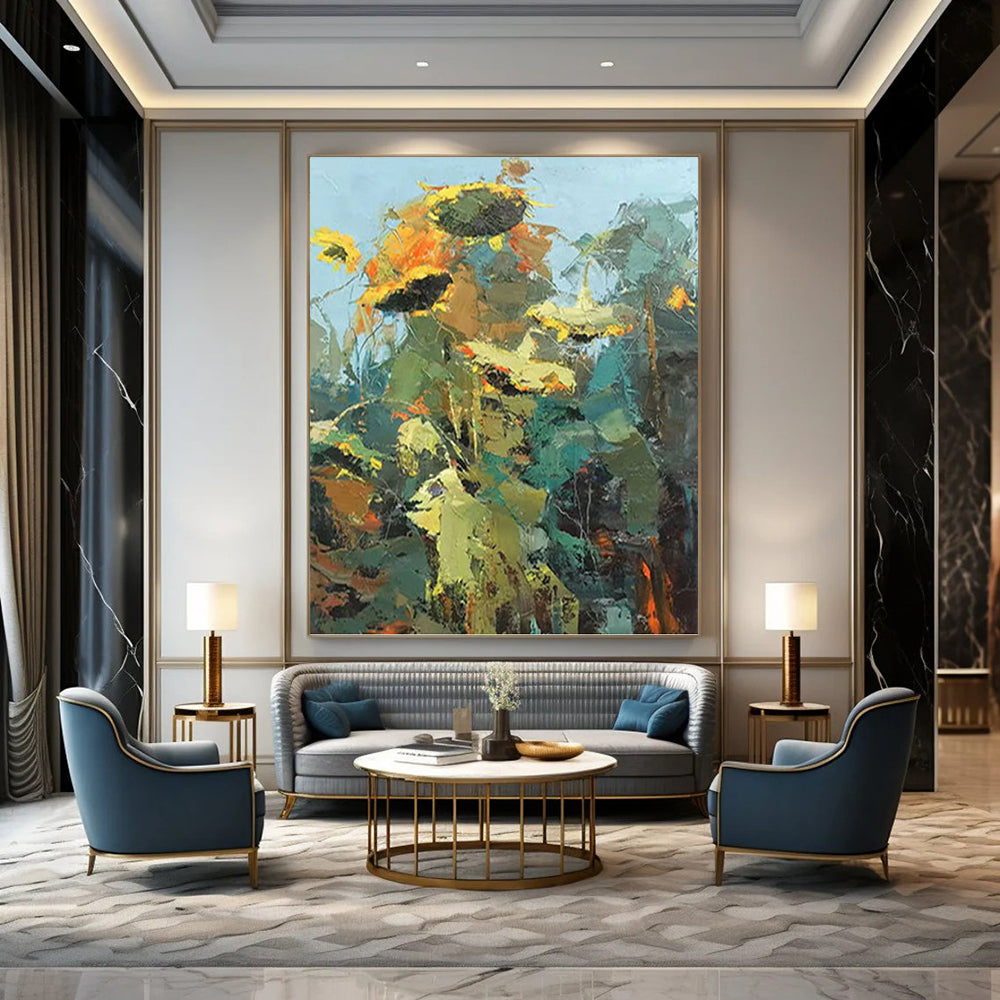 Immense Hand - Painted Custom Textured Canvas Abstract for Living Room & Hotel Suite DKH1045