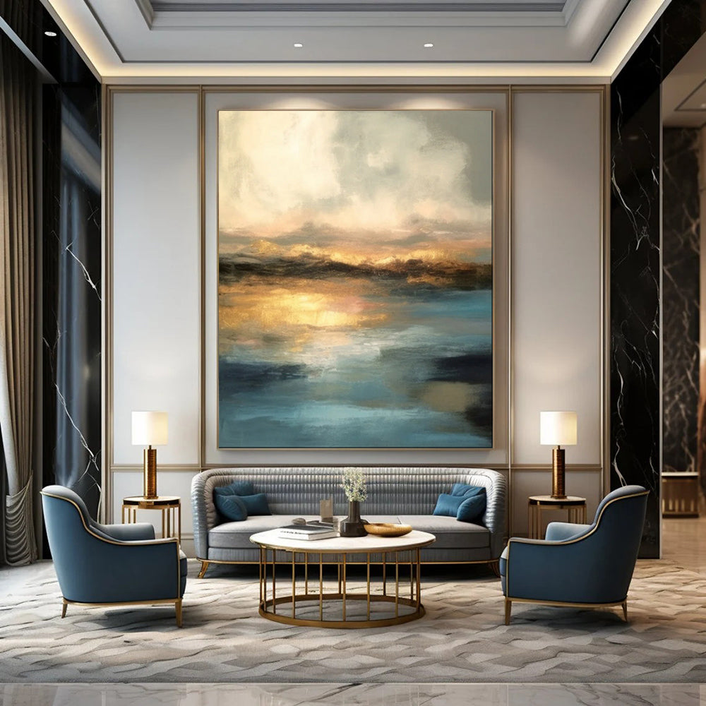 Custom Hand-Painted Abstract Mural for Office & Hotel LargeART1940
