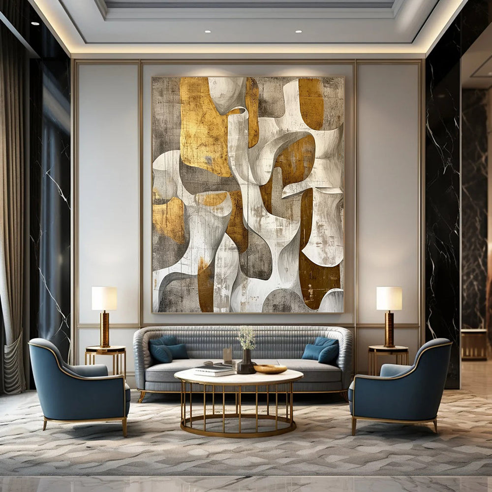 Large - Format Hand - Painted Custom Abstract Gemstone for Dining Room and Office DTP011