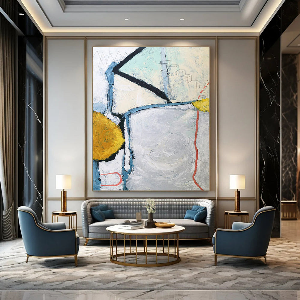 Sensational Enormous-Scale Hand-Painted Abstract Wall Installations: Grace Your Entryway & Hallway LargeART2392