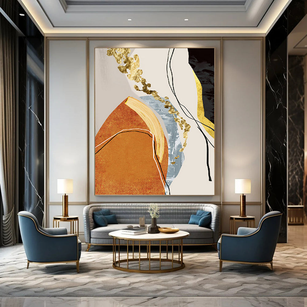 Colossal - Sized Hand - Painted Custom Abstract Dithyramb (with Expressive Textures), for Living Room and Bar DKH1515