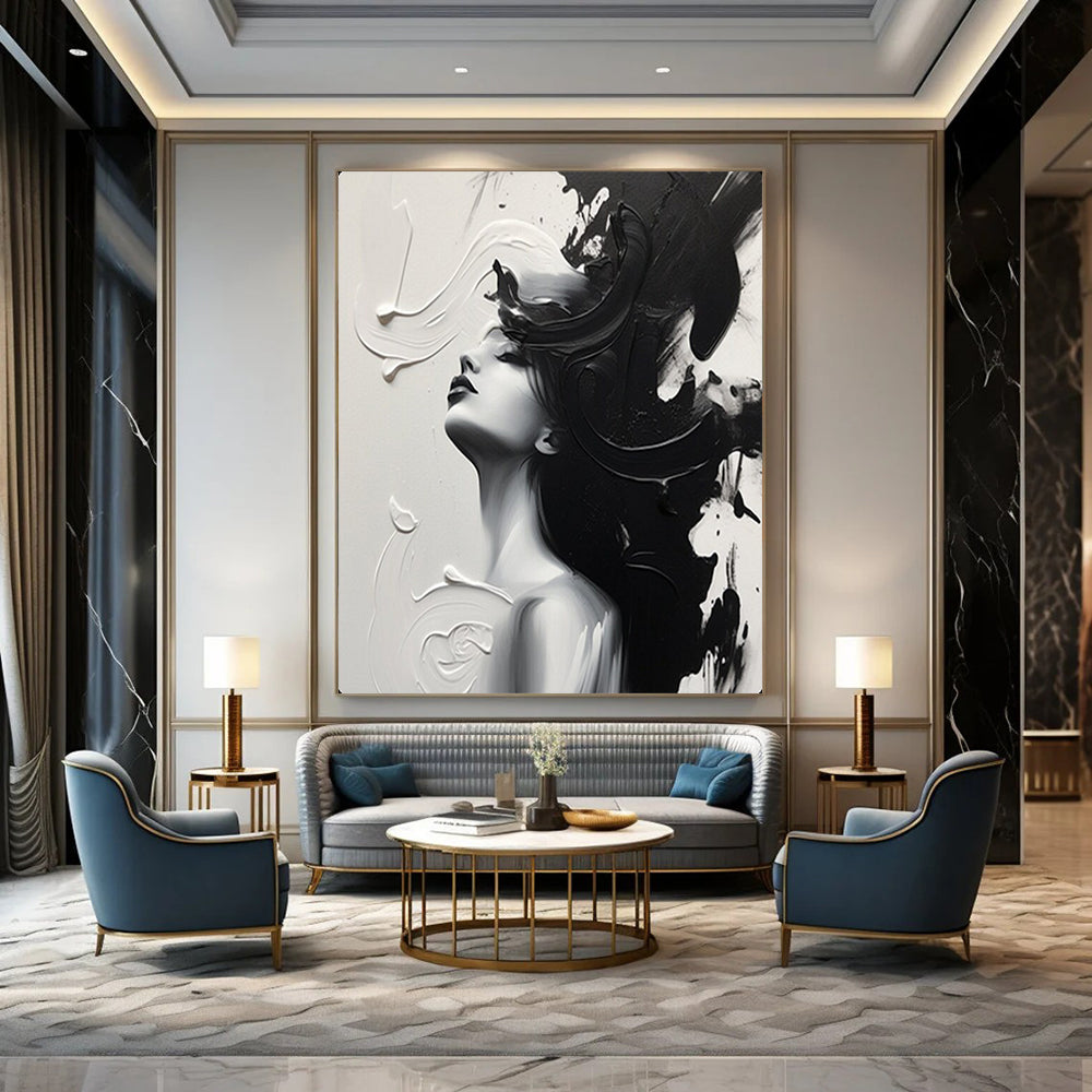 Hand-Painted Large-Scale Textured Abstract Wall Art for Dining Room & Library LargeART2143