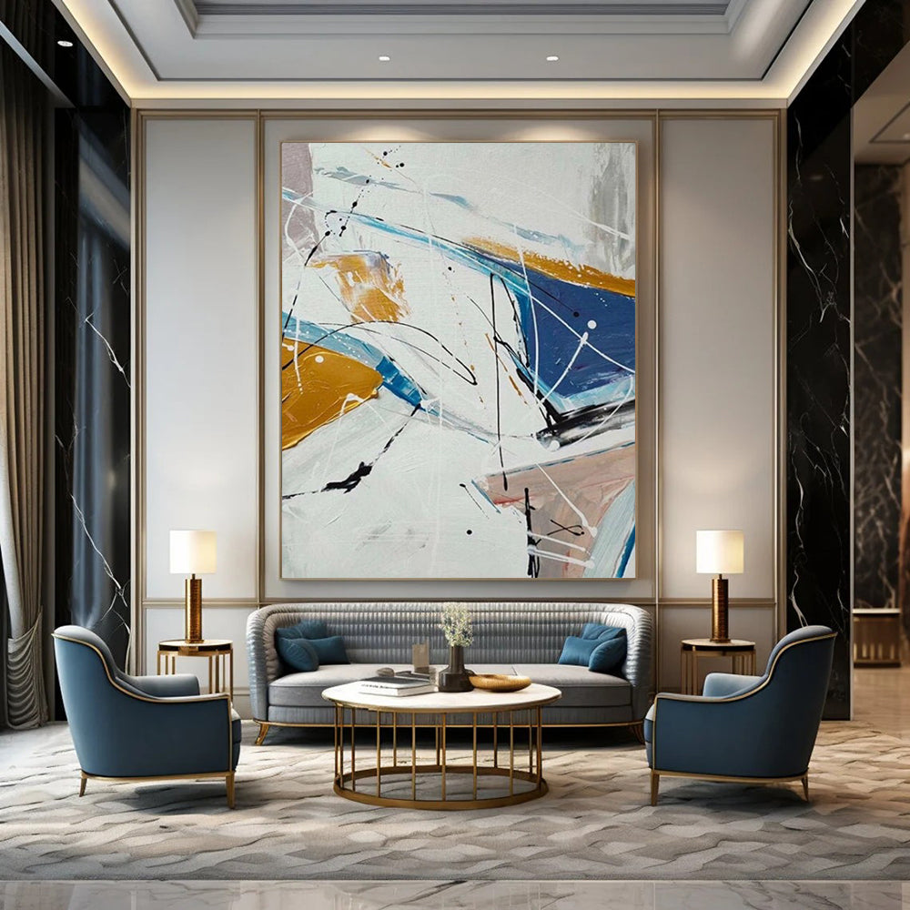 Immense - Sized Hand - Painted Textured Custom Abstract Art for Bedroom and Entryway DTP049