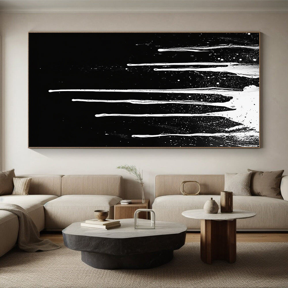 White Dripping Paint with Spots "Starry Drip" Painting On Canvas HB307
