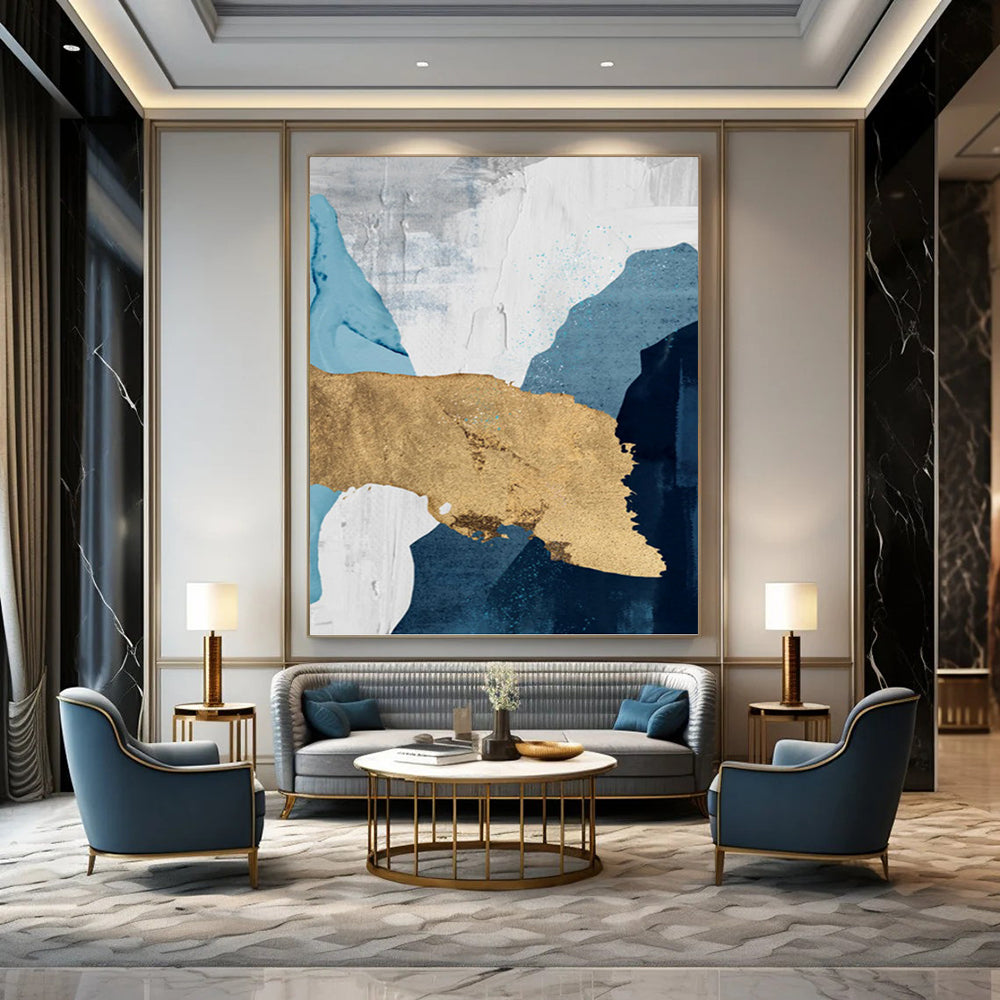 Mammoth - Scaled Vertical Hand - Painted Custom Abstract Canvas (with Three - Dimensional Textures), Beautifying Living Room and Entryway DKH1527