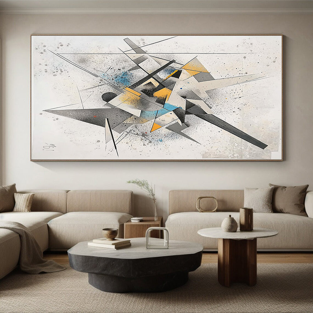 Multicolor Geometric Shapes "Vibrant Construction" Painting On Canvas HB316