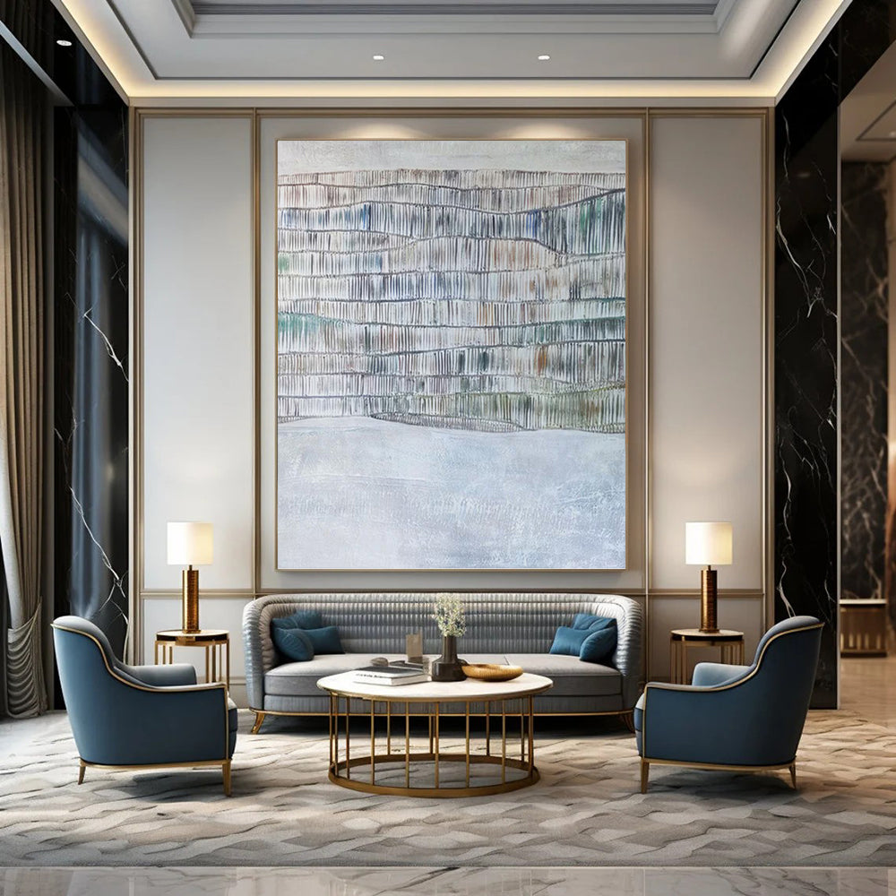 Colossal Hand - Painted Custom Textured Canvas Abstract for Hotel Lobby & Entryway DKH1043