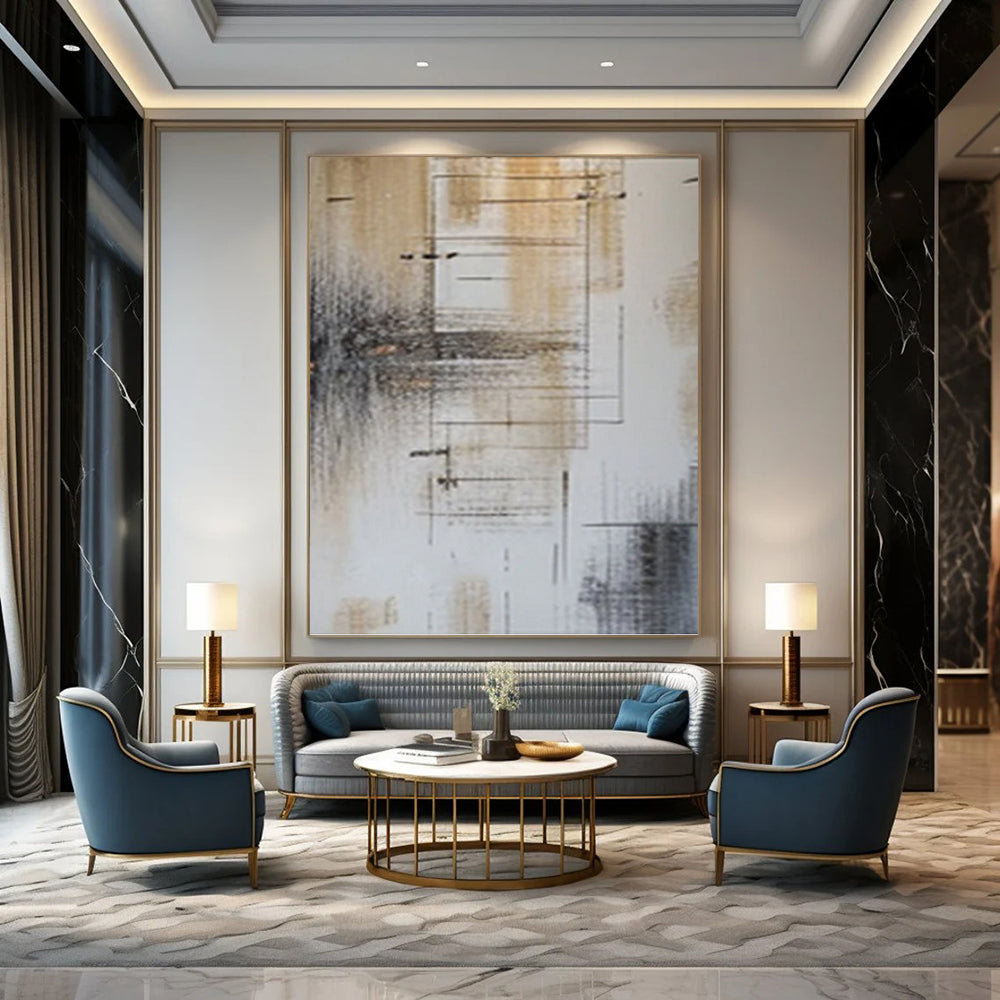 Glamorous Textured Abstract Canvas for Bar & Hotel Lobby DKH0979
