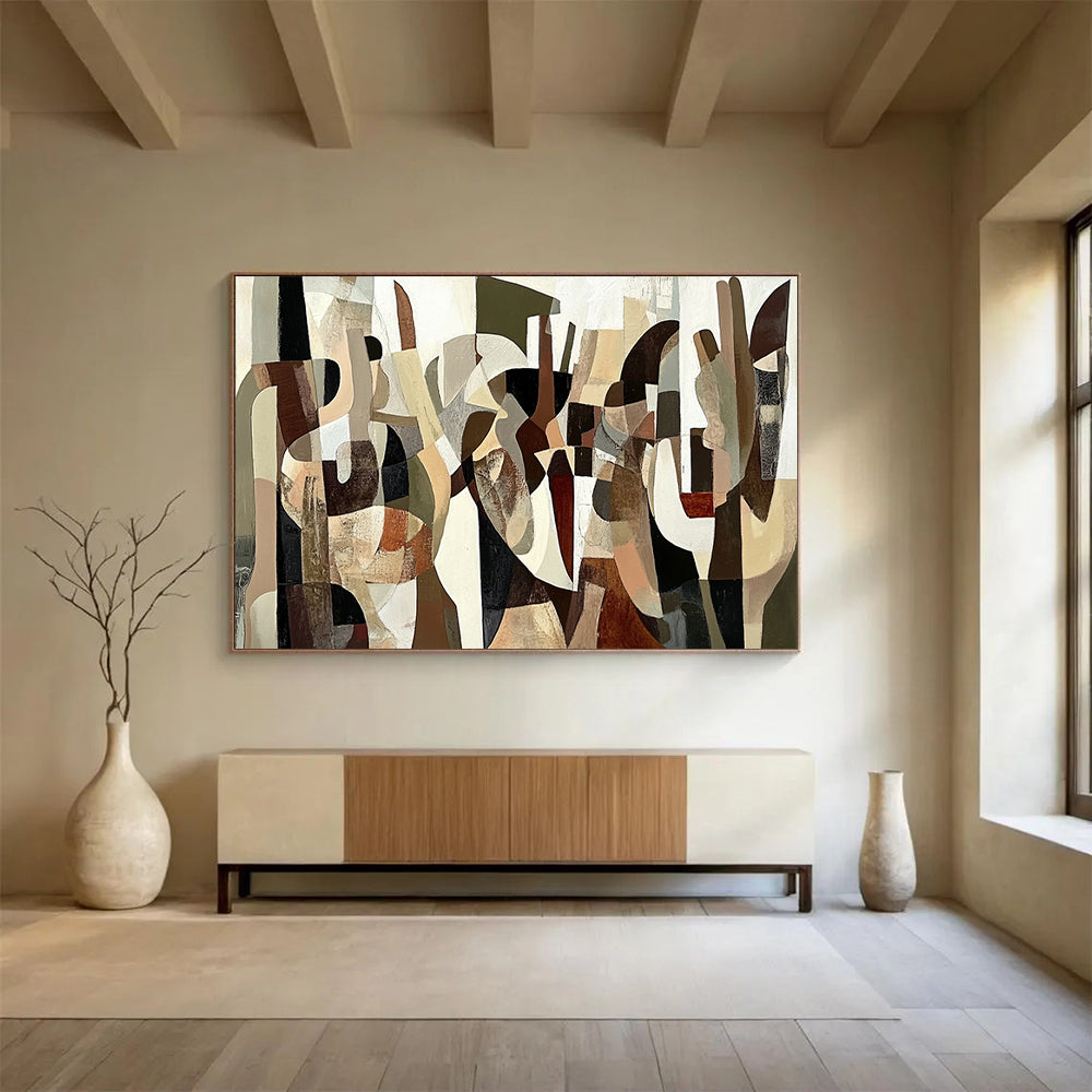 “Neutral - Toned Abstract Shapes” - Minimalist Abstract Painting On Canvas HB0523