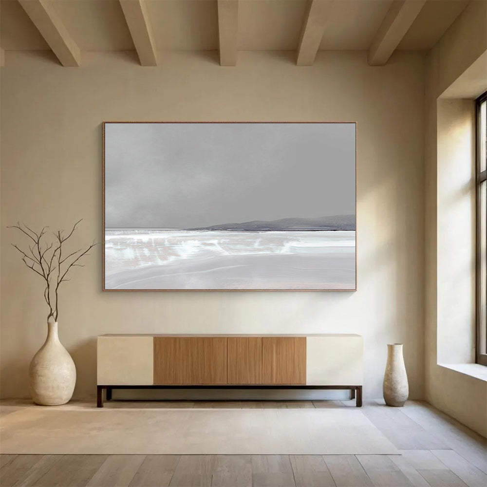 Pale Horizon Abstraction - Large Minimalist Bedroom Art DLZ137
