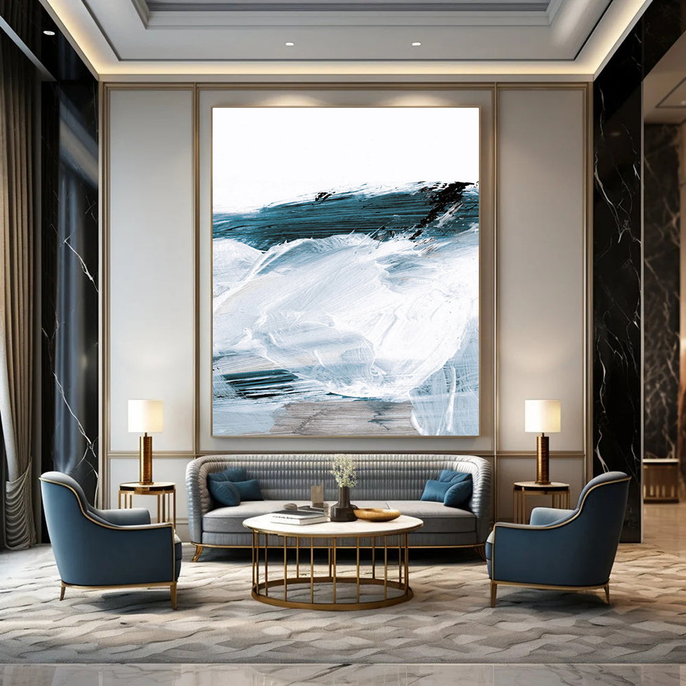 Custom Handmade Abstract Artworks: Big Sizes with Textured Details for Dining Room & Entryway DTP219