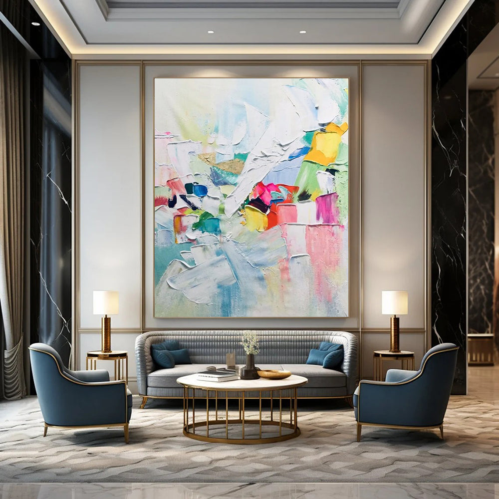 Hand-Painted Large Abstract Creations: Textured Details for Office & Hallway DTP267