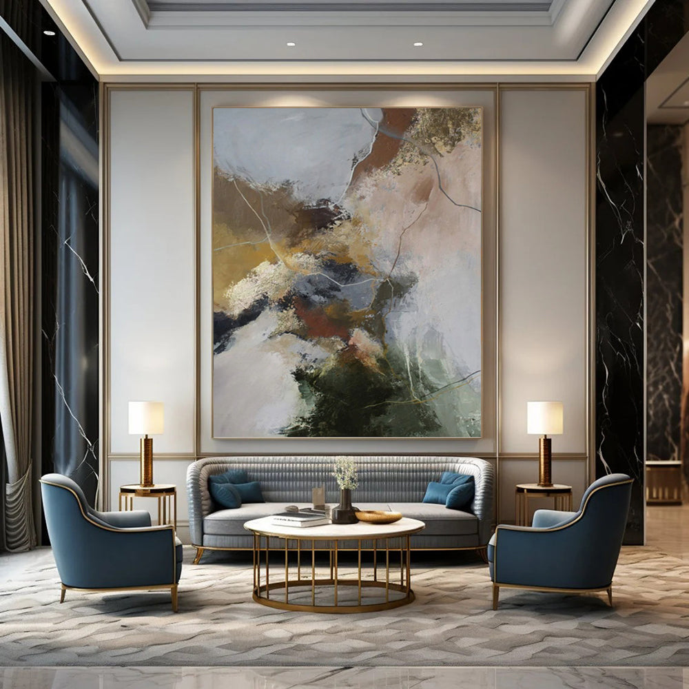 Custom - Tailored Hand - Painted Textured Abstract Canvas for Bedroom & Dining Room DKH1004