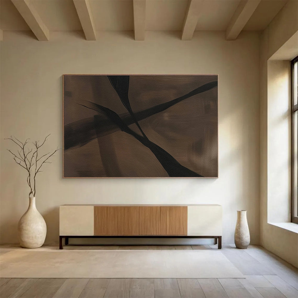 Large - Format Hand - Painted Textured Abstract Wall Mural for Bar & Dining Room DKH585