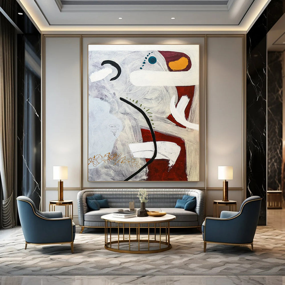 Striking Vast Hand-Painted Abstract Art: Ignite Your Office & Bedroom LargeART2380