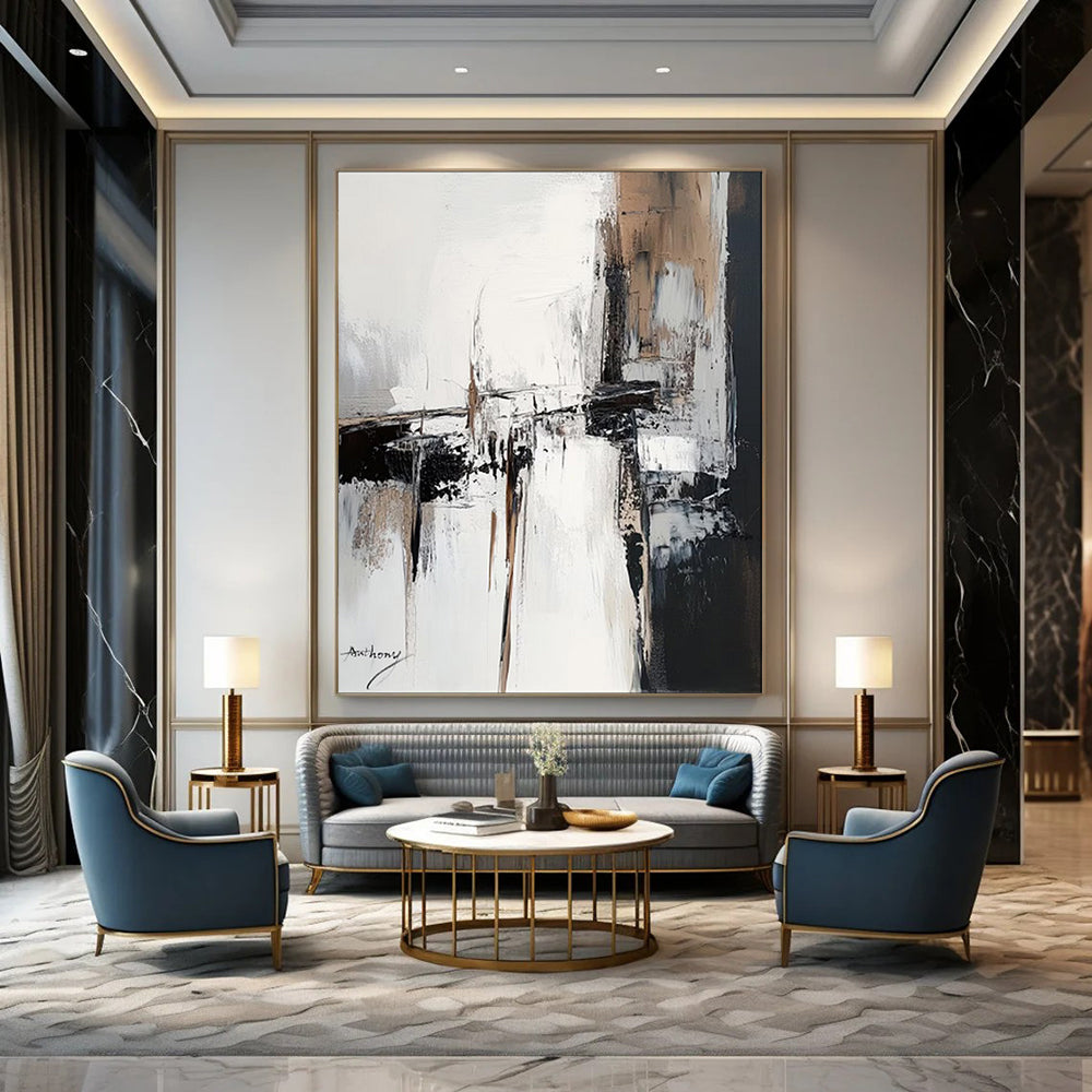 Art Nouveau Textured Abstract Wall Art for Dining Room & Music Room LargeART2087