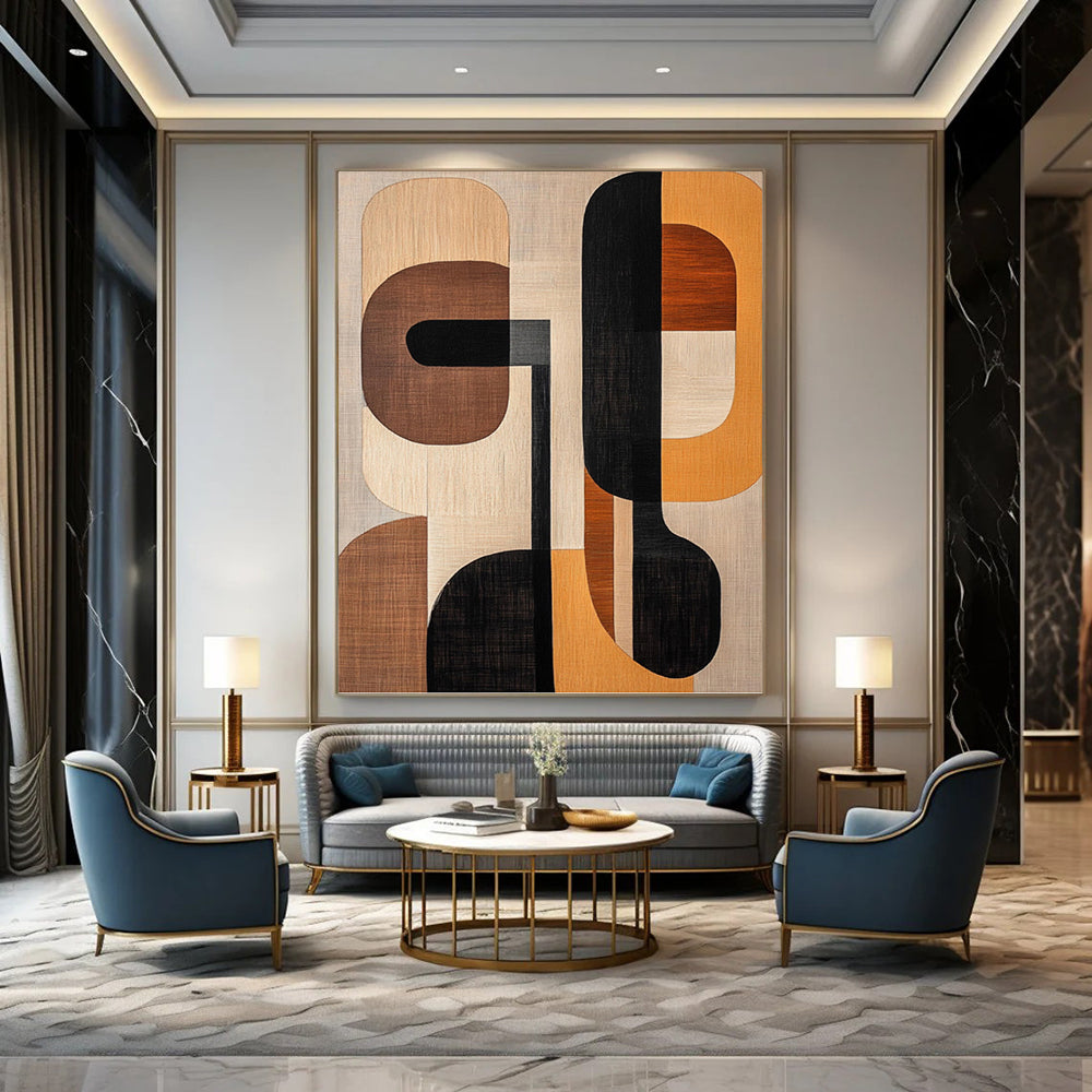 Regally Colossal Hand - Painted Textured Abstract Canvas for Ballroom & Event Hall DKH1242