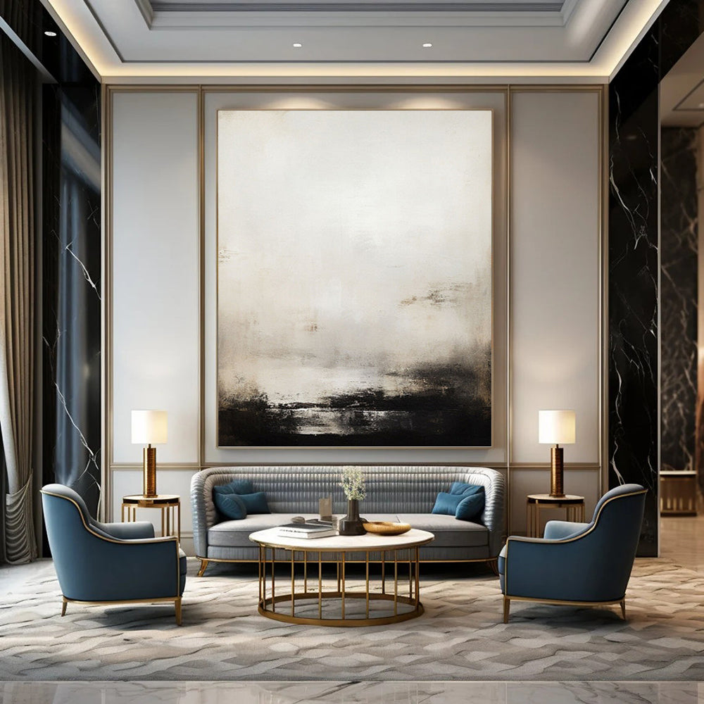 Vast - Expansive Hand - Painted Textured Custom Abstract Artifact, for Decorating Bedroom and Office DKH1498