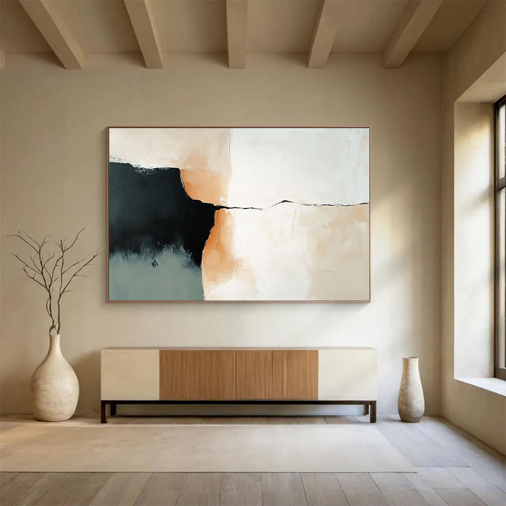 “Minimalist Color Block” - Black, Beige, Gray, Simple Geometric Shapes Painting On Canvas HB0950