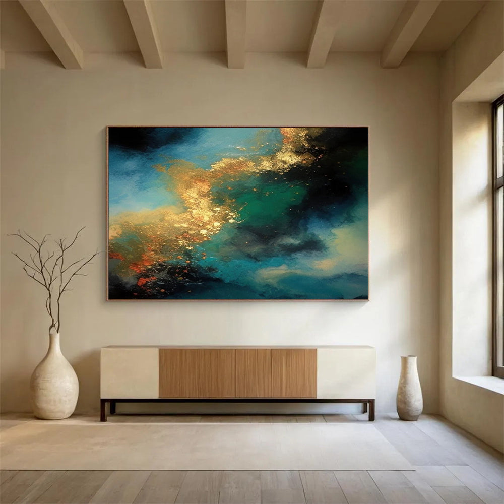 Blue & Gold Ocean Dream - Luxe Living Room Centerpiece DLZ072