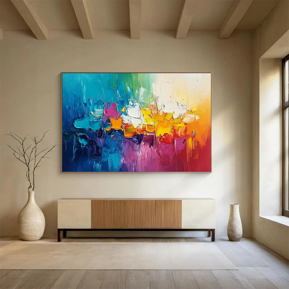 “Vibrant Abstract Blocks” - Colorful Palette, Abstract Block Shapes Painting On Canvas HB0857