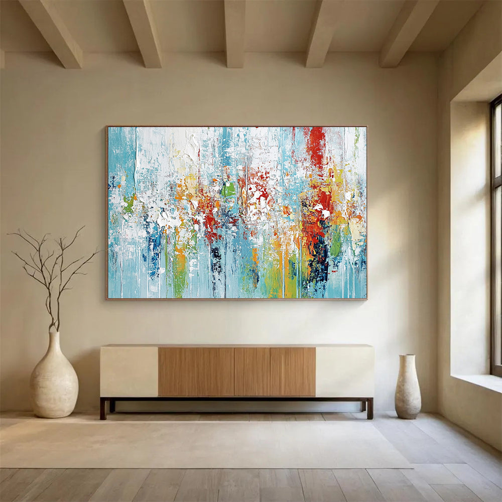 “Colorful Abstract Drips” - Blue, Red, Yellow, Green with Dripping Paint - Abstract Acrylic HB1357