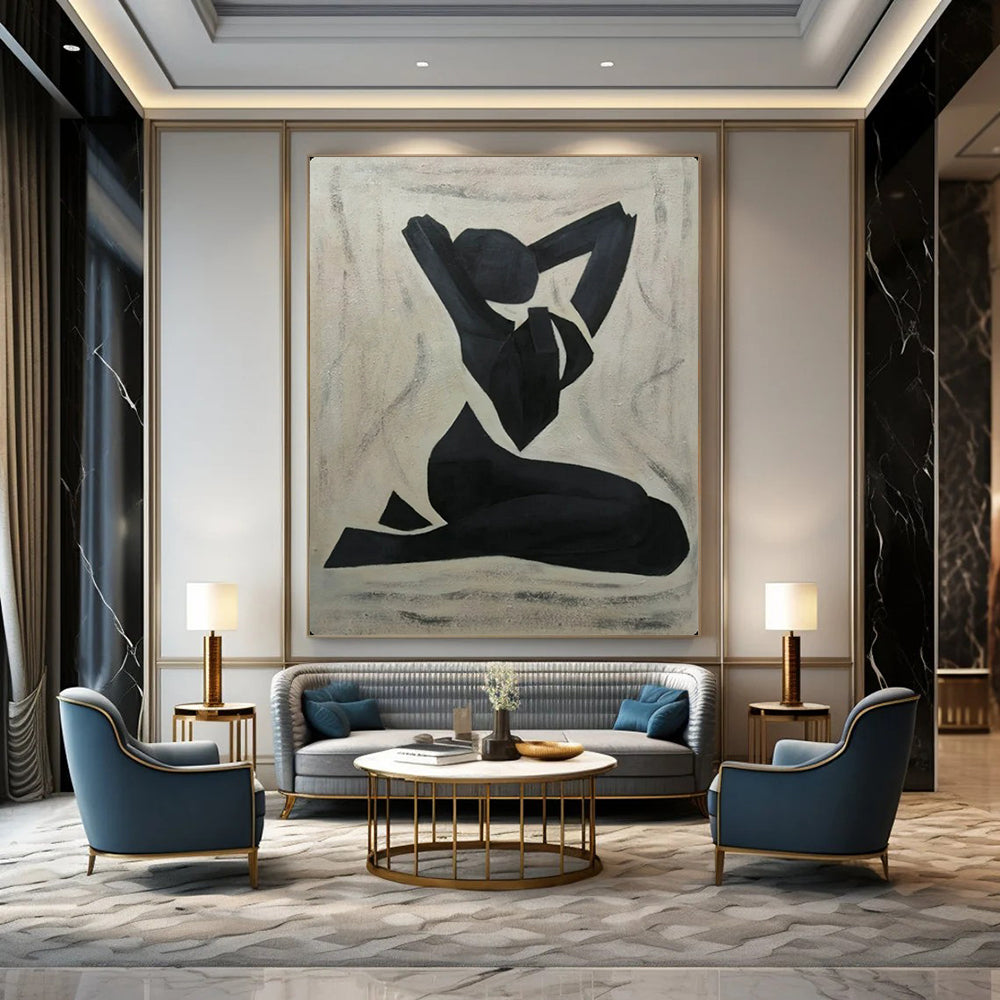Hand-Painted Textured Abstract Mural for Bar & Hotel LargeART2164