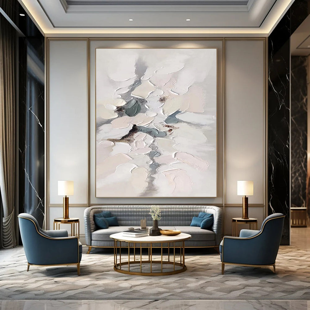 Designer - Curated Splendor: Hand - Rendered Textured Canvas Art for Hotel Lobby & Living Room DKH1174