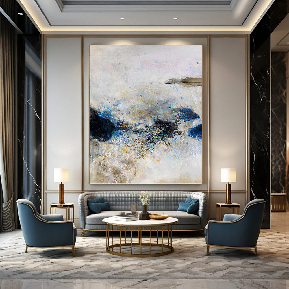 Immense - Proportioned Vertical Hand - Painted Custom Textured Abstract Masterpiece, Ideal for Living Room and Bar DKH1521