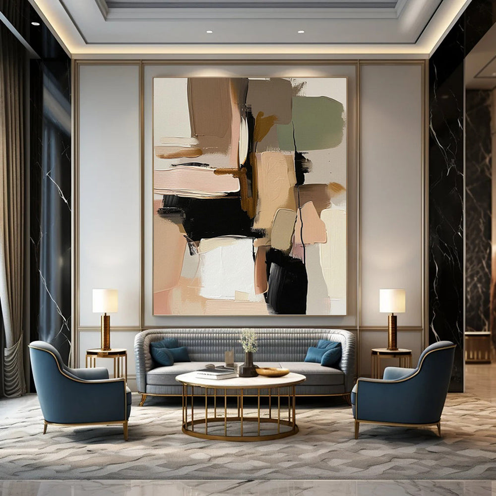 Captivatingly Large - Scale Hand - Painted Textured Abstract for Library & Reading Nook DKH1240
