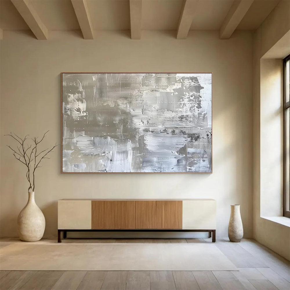 Silver Textured Abstract - Elegant Dining Room Accent DLZ104