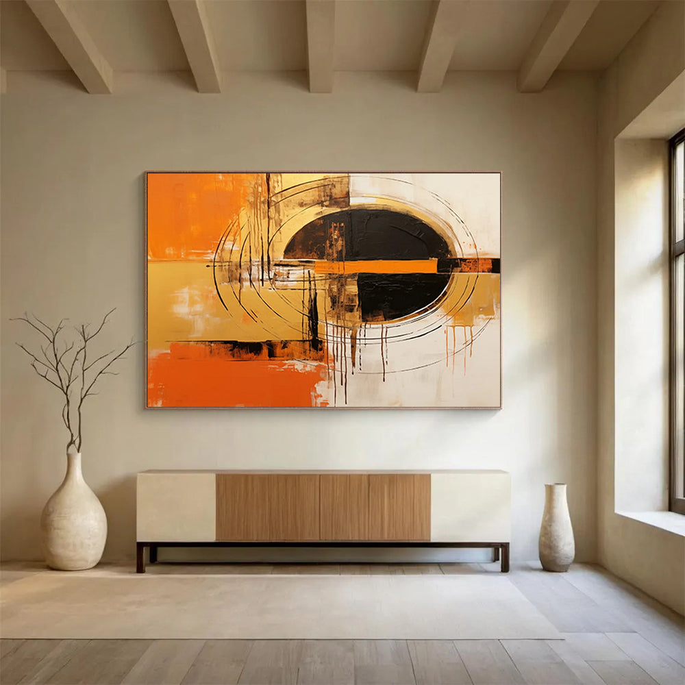 Orange - Black Geometric Dynamism - Bold Entryway Art DLZ105
