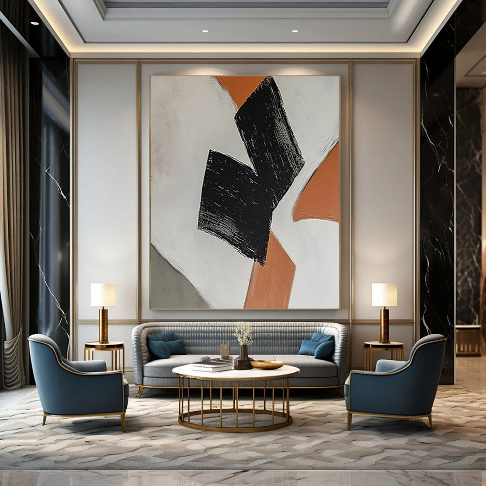 Craggy Horizon: Hand - Painted Custom Abstract Art for Living Room and Office DTP111