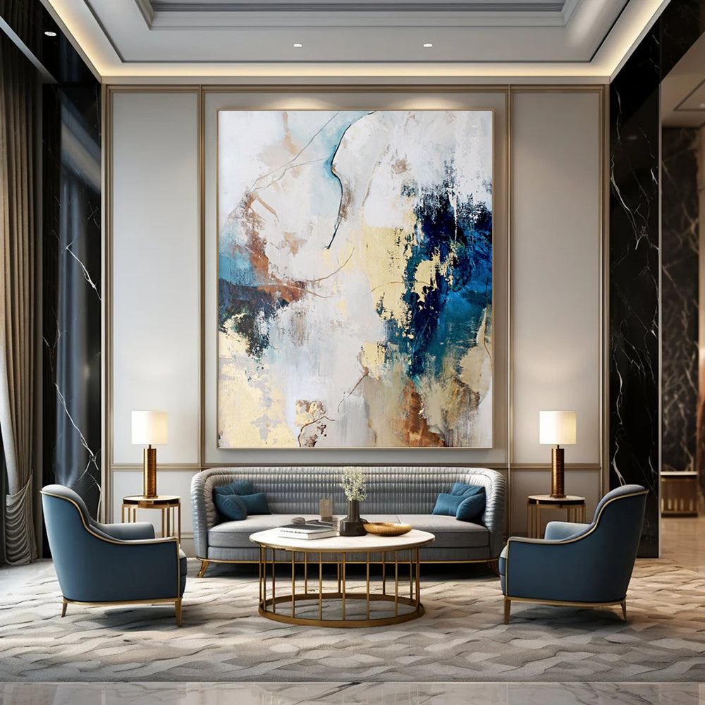 Immense Custom - Textured Hand - Painted Abstract Art for Hallway & Dining Room DKH1018
