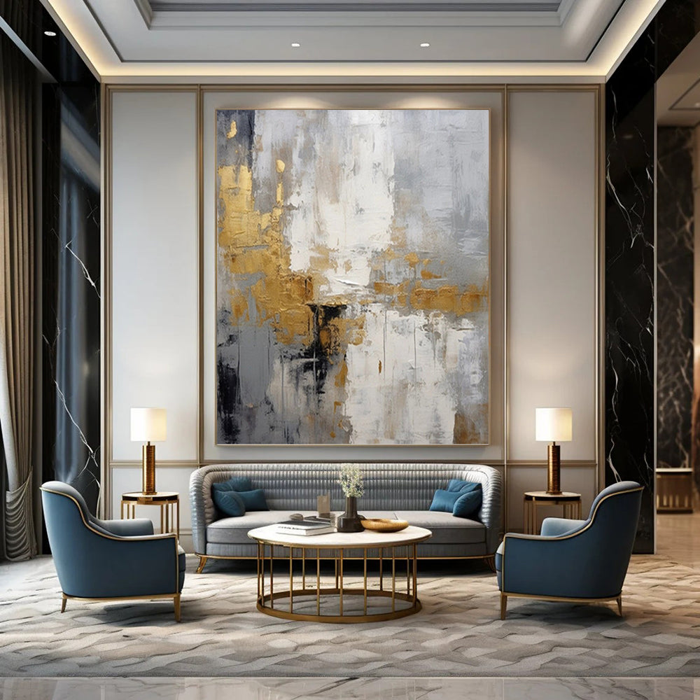 Large - Format Custom - Painted Textured Canvas Abstract for Dining Room & Bar DKH1062