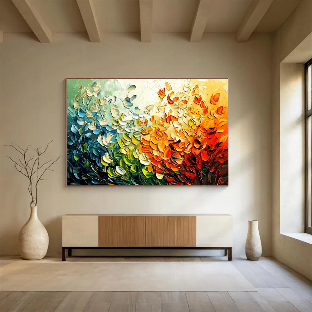 “Textured Floral Gradient” - Green, Orange, Blue, Textured Floral Gradient HB1142