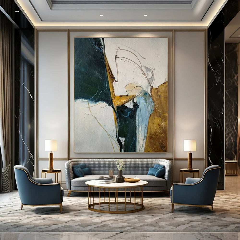 Expansive-Scale Hand-Painted Abstract Wall Art for Bedroom & Dining Room LargeART2336