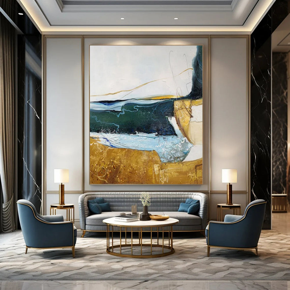 Large-Sized Hand-Painted Abstract Masterpiece for Bar & Hotel Lobby LargeART2337