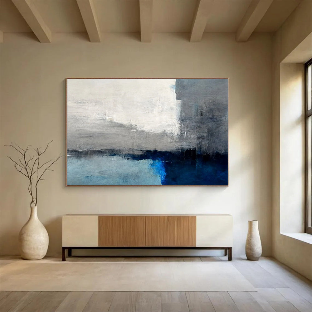 Grey & Blue Horizon Abstract - Calm Office Focus DLZ074