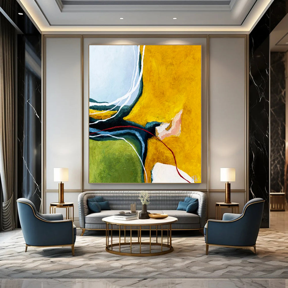Ravishing Expansive Hand-Painted Abstract Artworks: Enchant Your Living Room & Hotel LargeART2387
