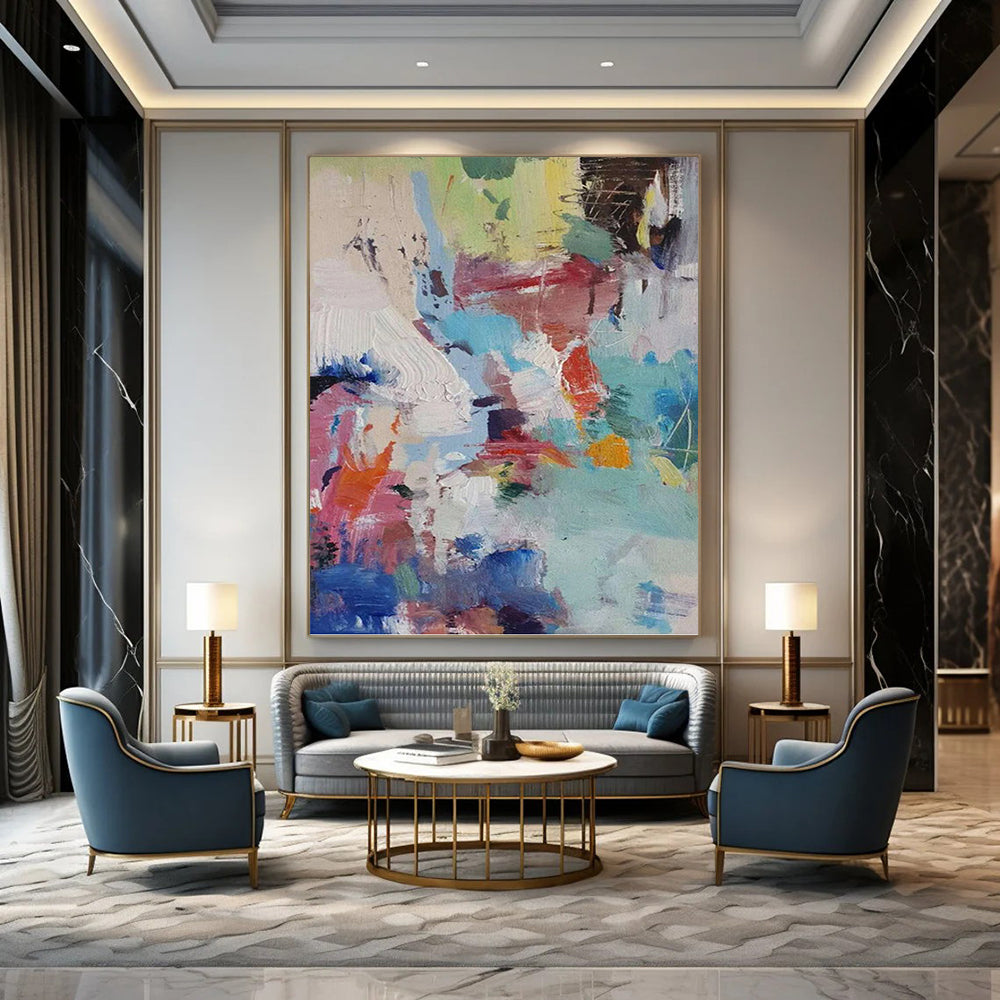 Monumental Vertical Hand - Painted Custom Abstract Marvel (with Galactic Textures) for Office and Hallway DKH1579