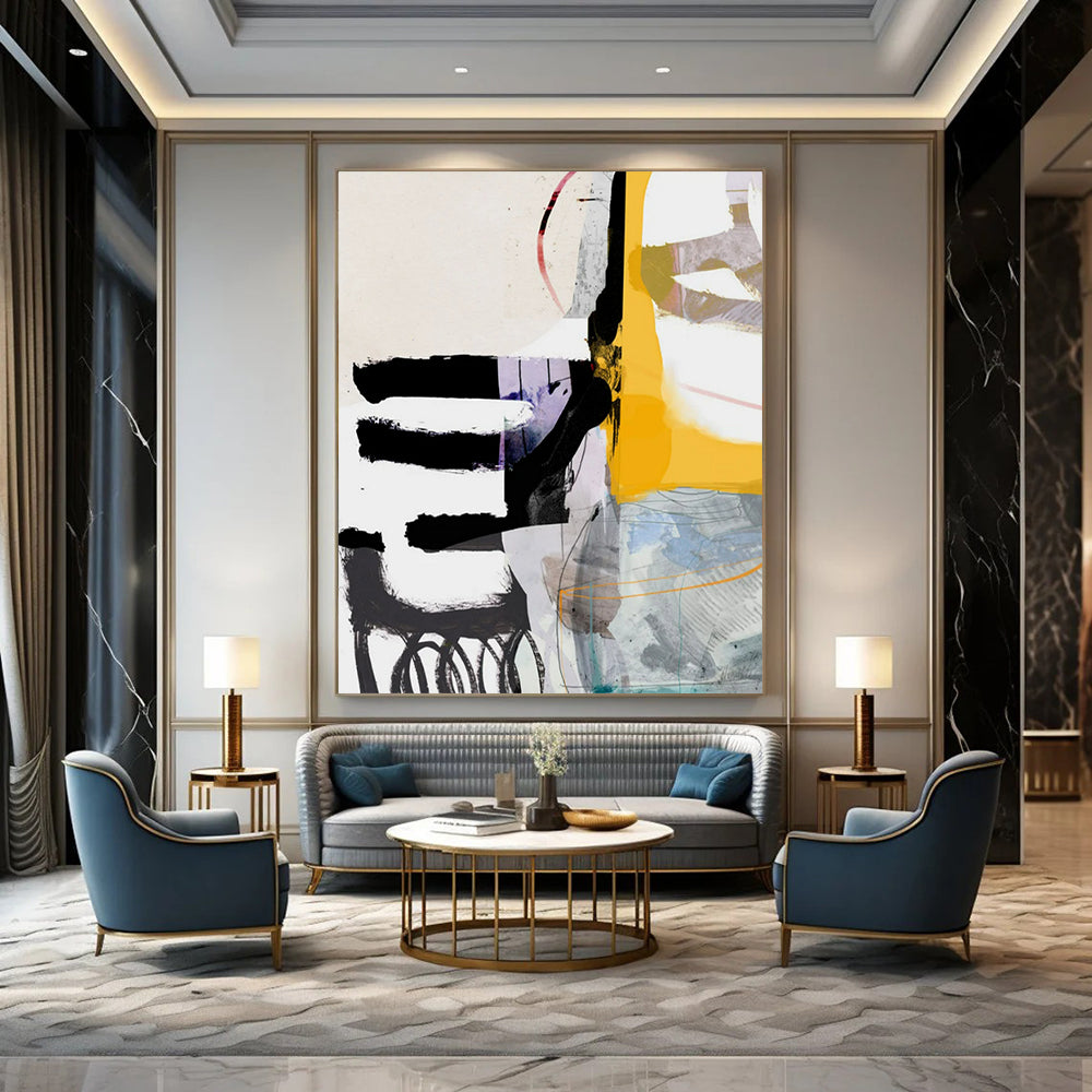 Monumental-Sized Hand-Painted Abstract Wall Art for Office & Living Room LargeART2313