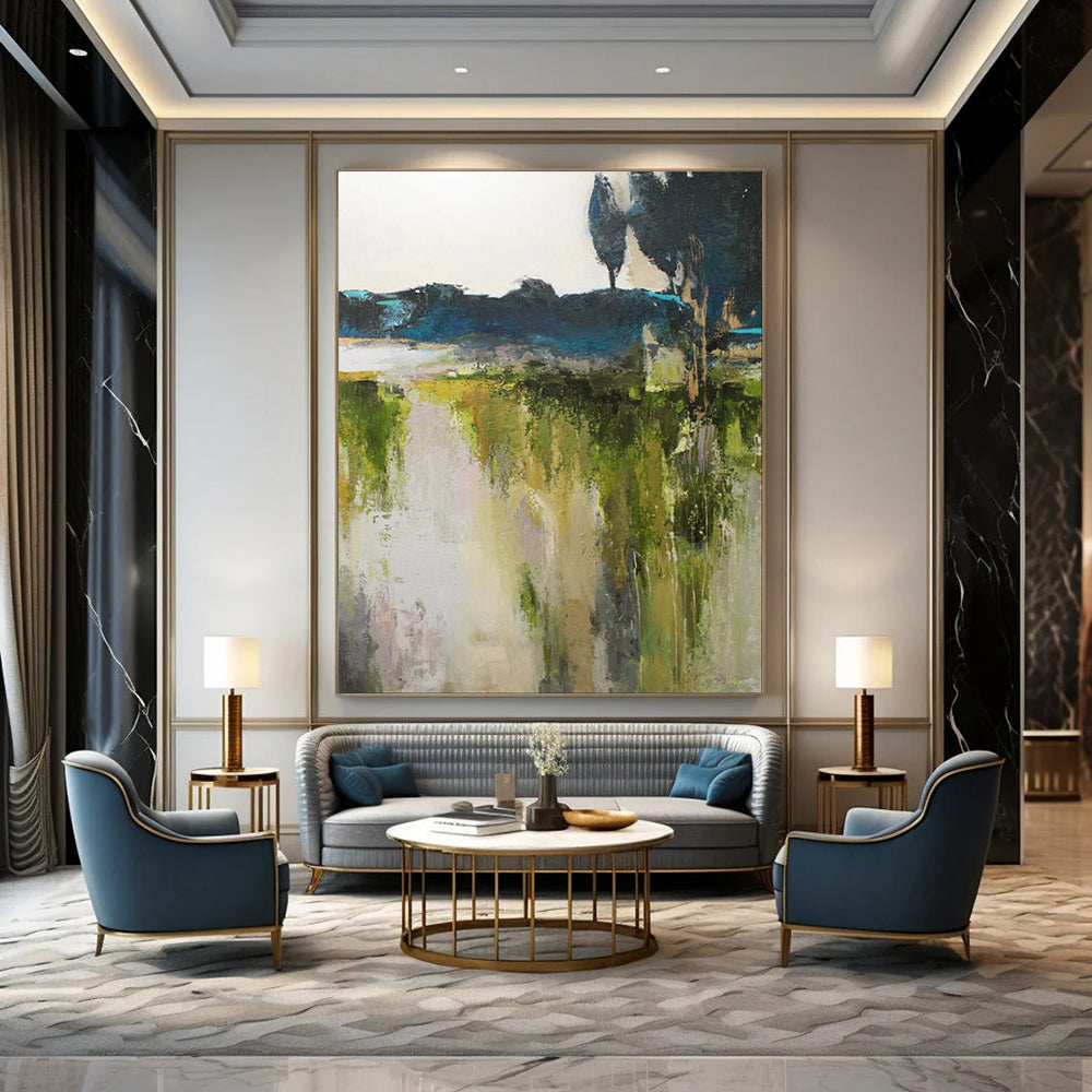 Hand-Painted Personalized Abstract Mural for Living Room & Office LargeART1925